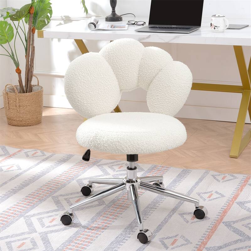 360 Swivel Height Adjustable Teddy Fabric Chair