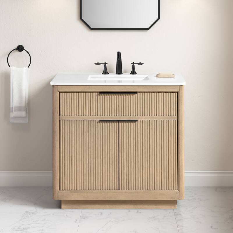 OVE Xander Bathroom Vanity with White Engineered Stone Top