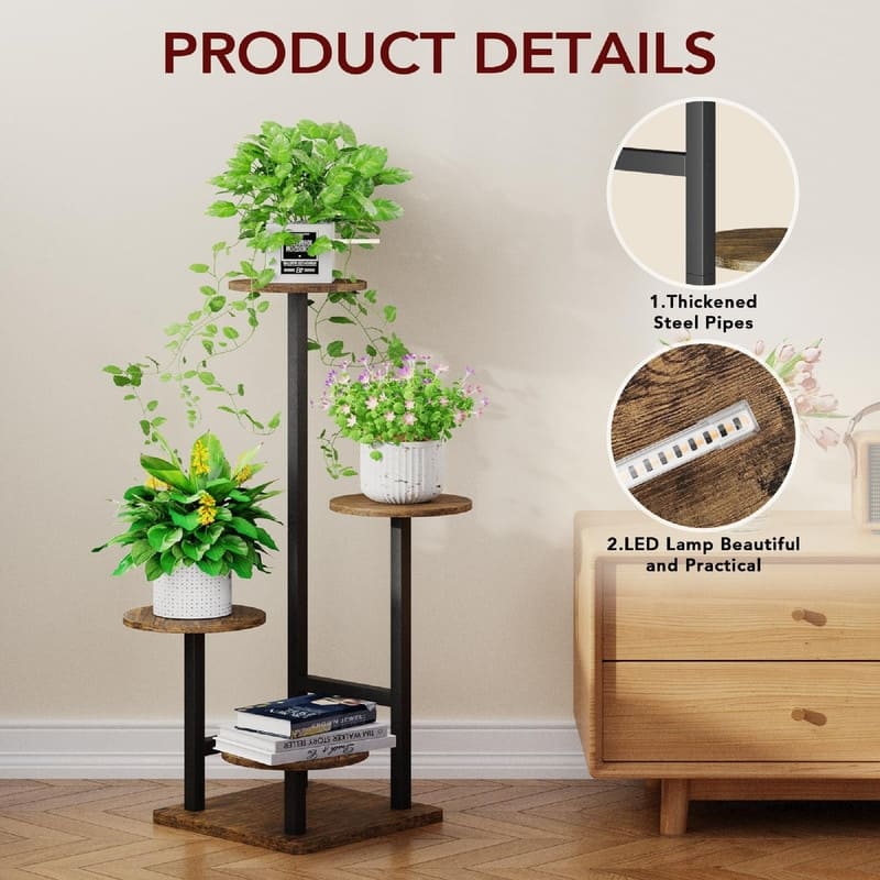 Plant Stand Indoor with Grow Light - 11 x 11 x 28.5 inches