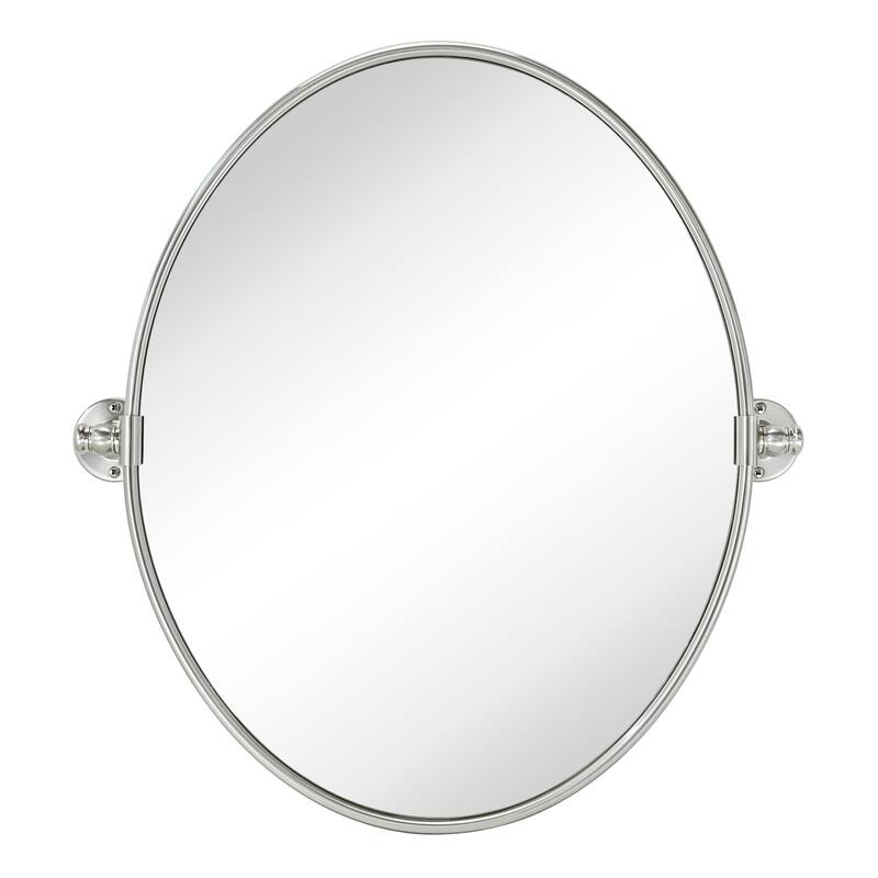 TEHOME Luecinda Oval Metal Wall Mirror - 24" x 22" - Brushed Nickel