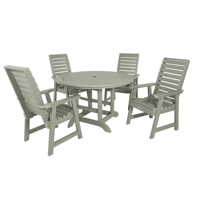 Weatherly 5-piece Outdoor Dining Set - 48" Round Table, Dining-height - Eucalyptus