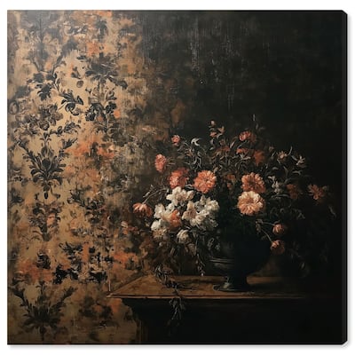 Dark Floral Elegance Canvas by Art Remedy, Gallery Wrapped