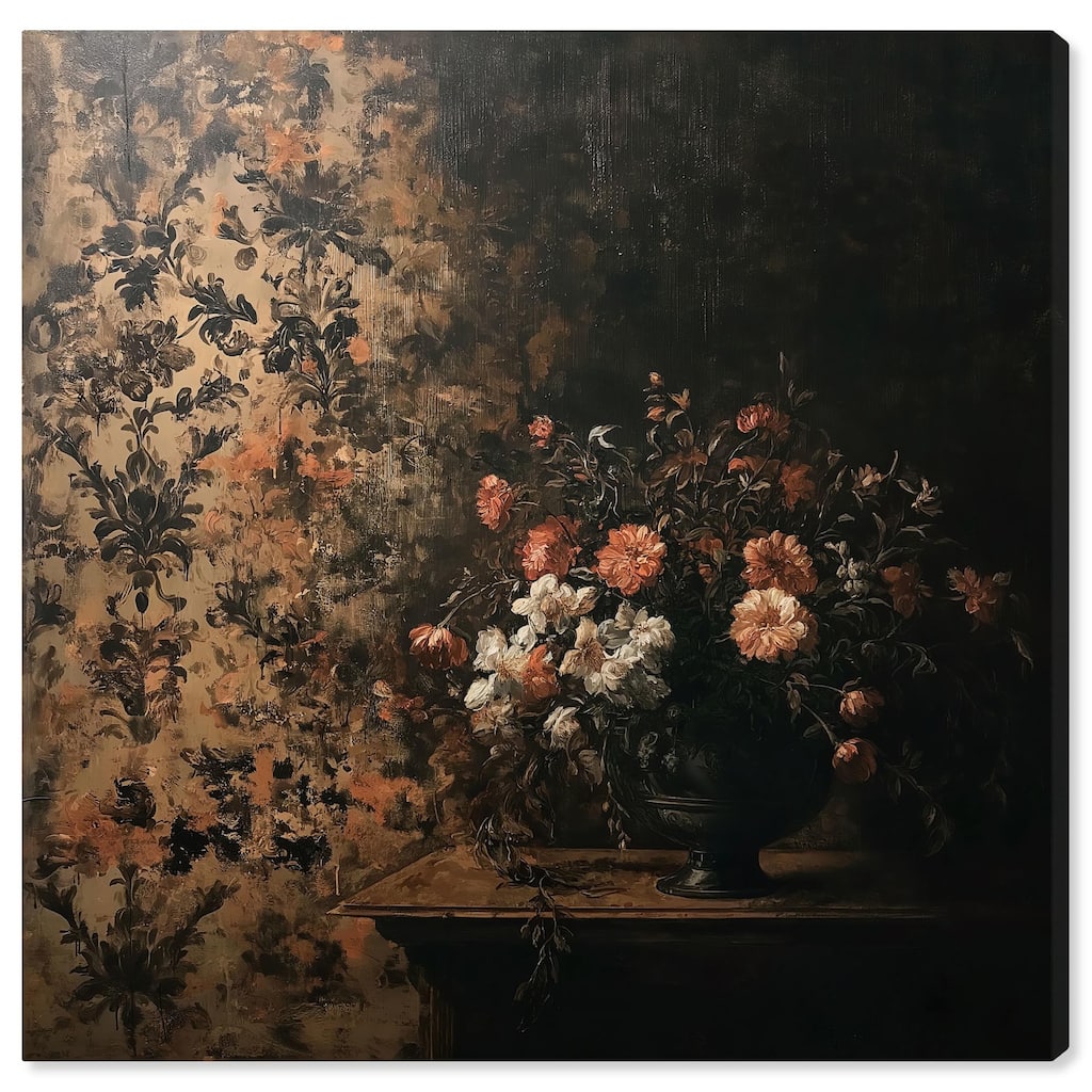Dark Floral Elegance Canvas by Art Remedy, Gallery Wrapped