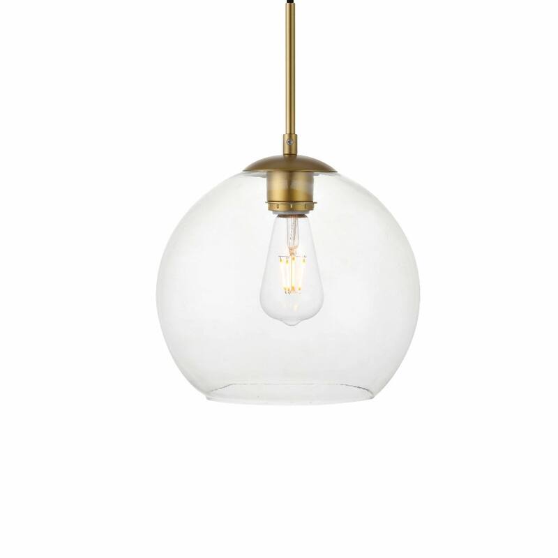 Elegant Lighting Baxter Single Light 10" Wide Mini Pendant with Clear - Brass / Clear