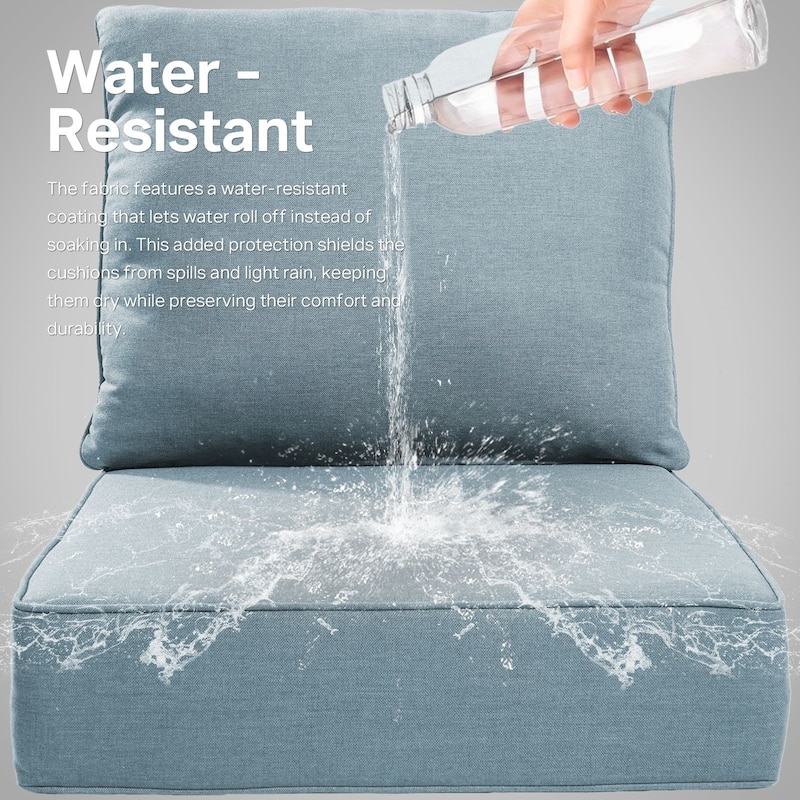 22" W x 24" D x 6" T Water & Fade Resistant Outdoor Lounge Chair Replacement Cushion Set