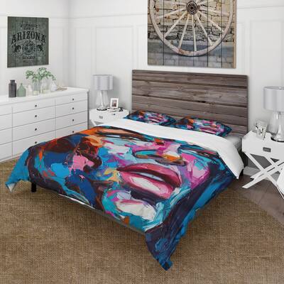 Designart 'Colorful Fantasy Portrait Of A Young Woman III' Modern Duvet Cover Set
