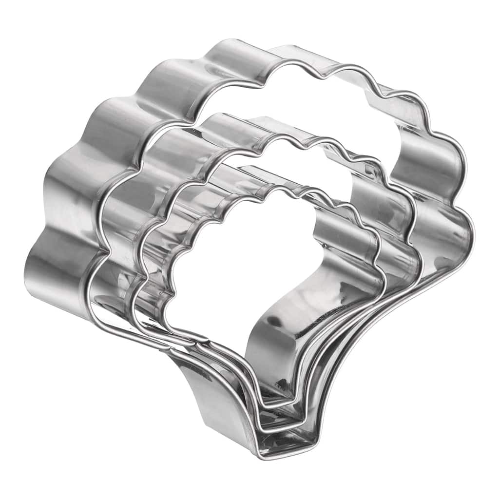 3pcs Carnation Cookie Cutter Set Assorted Sizes Flower Petal Cutters - Silver