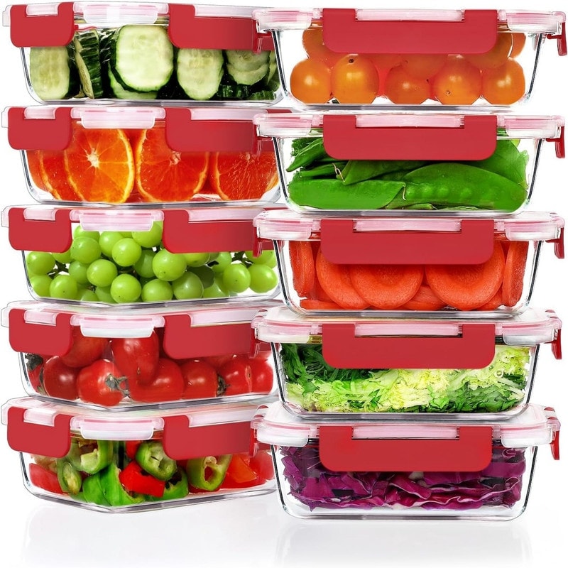 Glass Food Storage Stackable Glass Meal-prep Containers, (Red) Sauce  container Dispensador de aceite Pulverizador aceite spray - AliExpress