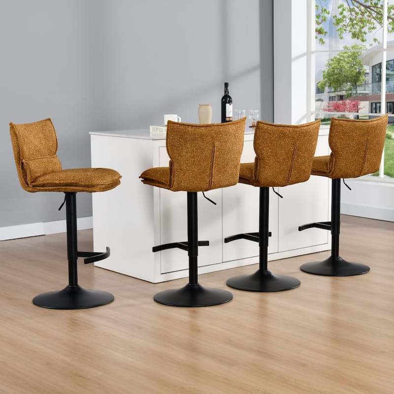 Swivel Adjustable Height with Armless Bar Stools - Set of 4 - Yellow