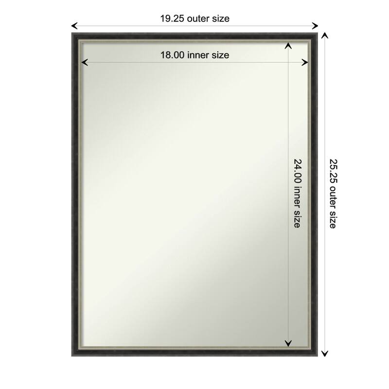 Theo Narrow Non-Beveled Wood Framed Bathroom Vanity Wall Mirror - Theo Black Silver Narrow - Glass Size 18x24