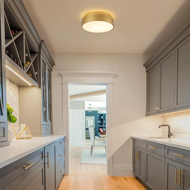 Dimmable LED Flush Mount Ceiling Light with 5-Color Temperature Selectable - 11.4 in W × 3.7 in H