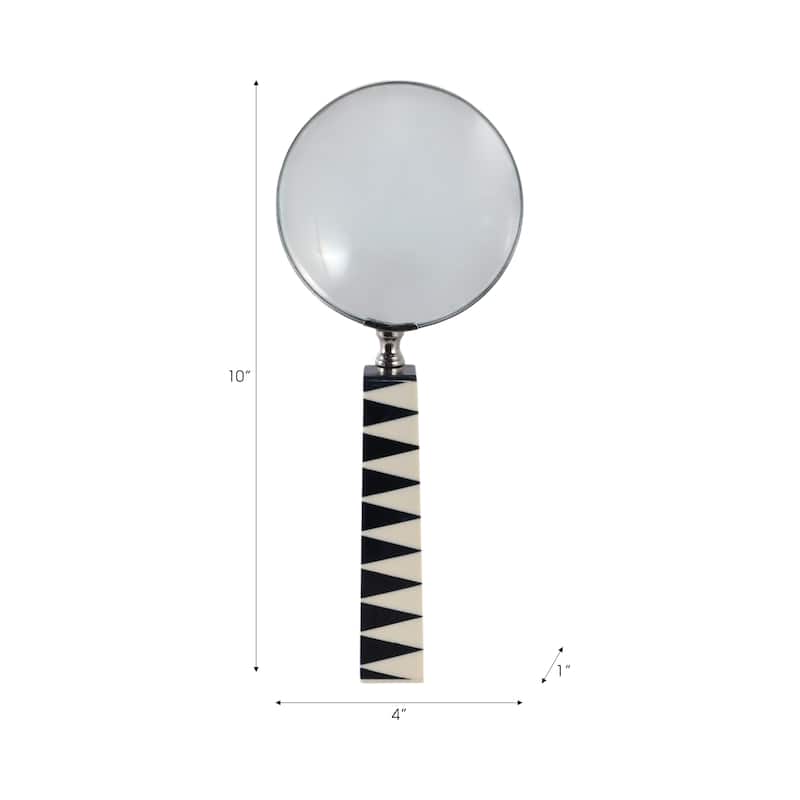 Resin Magnifying Glass Triangular Handle Decorative - 10" White - 4" x 1" x 10"