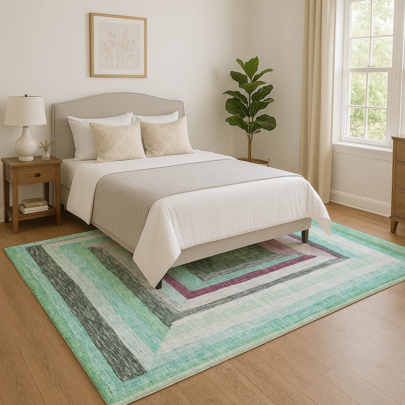 Premium Washable Super Soft Modern Dimensions Mayfield Rug - Teal - 9' x 12'