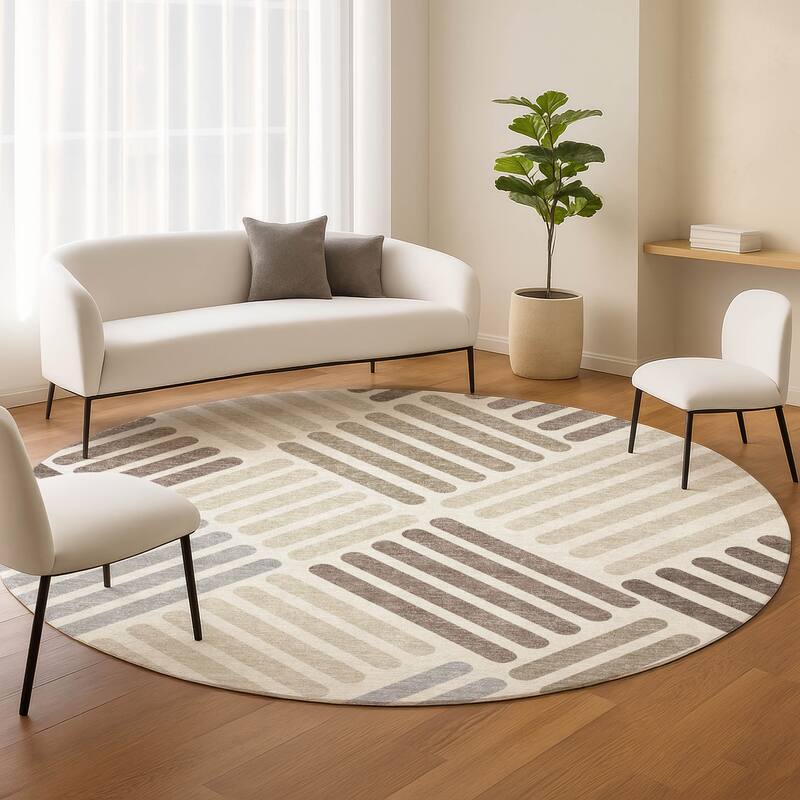 Machine Washable Indoor/ Outdoor Modern Weave Chantille Rug