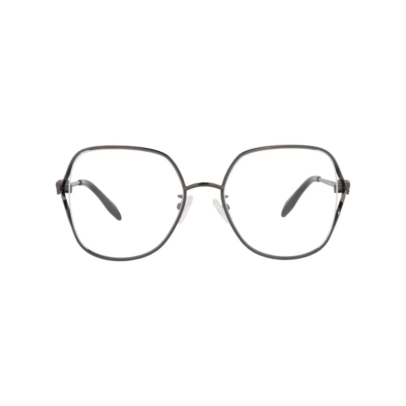 Alexander McQueen Square-Frame Metal Optical Frames - Ruthenium Ruthenium Transparent - Silver