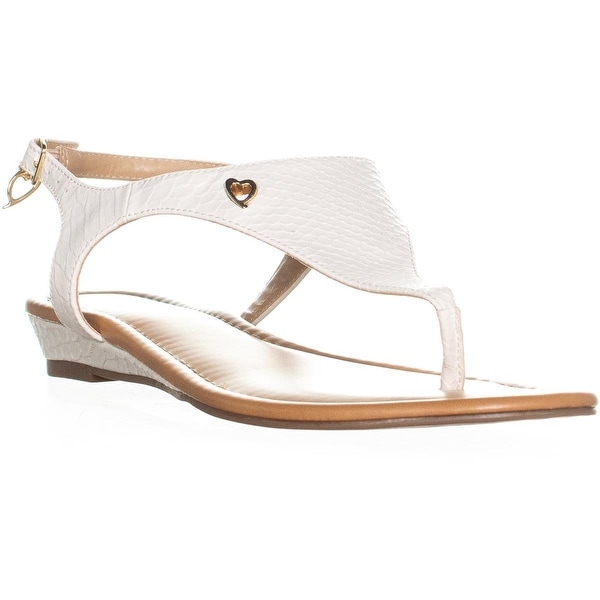 Shop TS35 Isaa Thong Wedge Ankle Strap Sandals, White On Sale Free