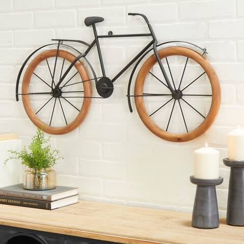 Brown Metal Traditional Bicycle Wall Decor
