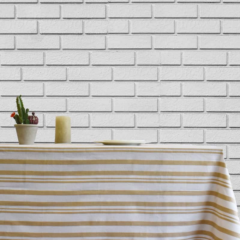 Fabstyles Broadway Stripe Cotton Tablecloth - Khaki - 52x70