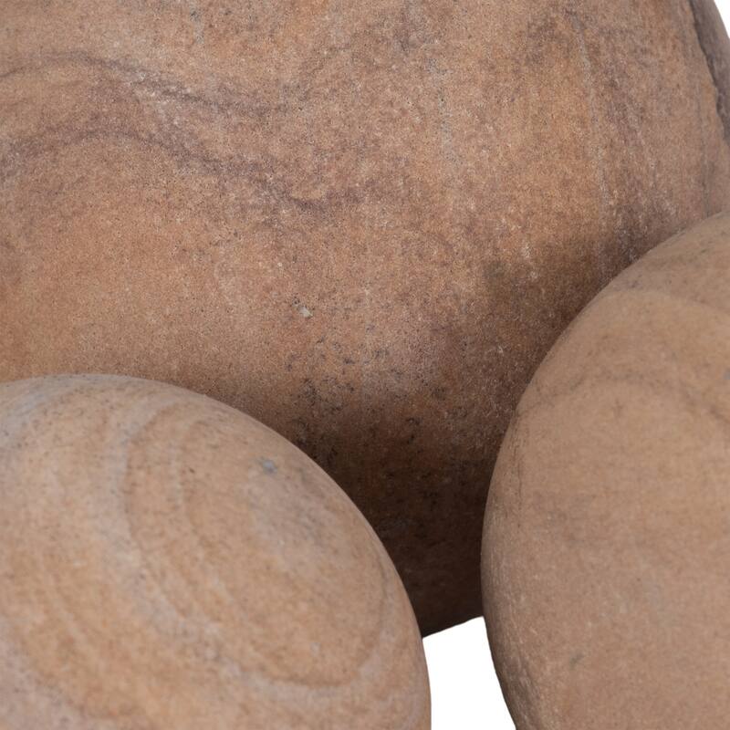 Sagebrook Home 3/5" Maverick Sandstone Spheres, Natural, Set of 3 - 5" x 5" x 5"