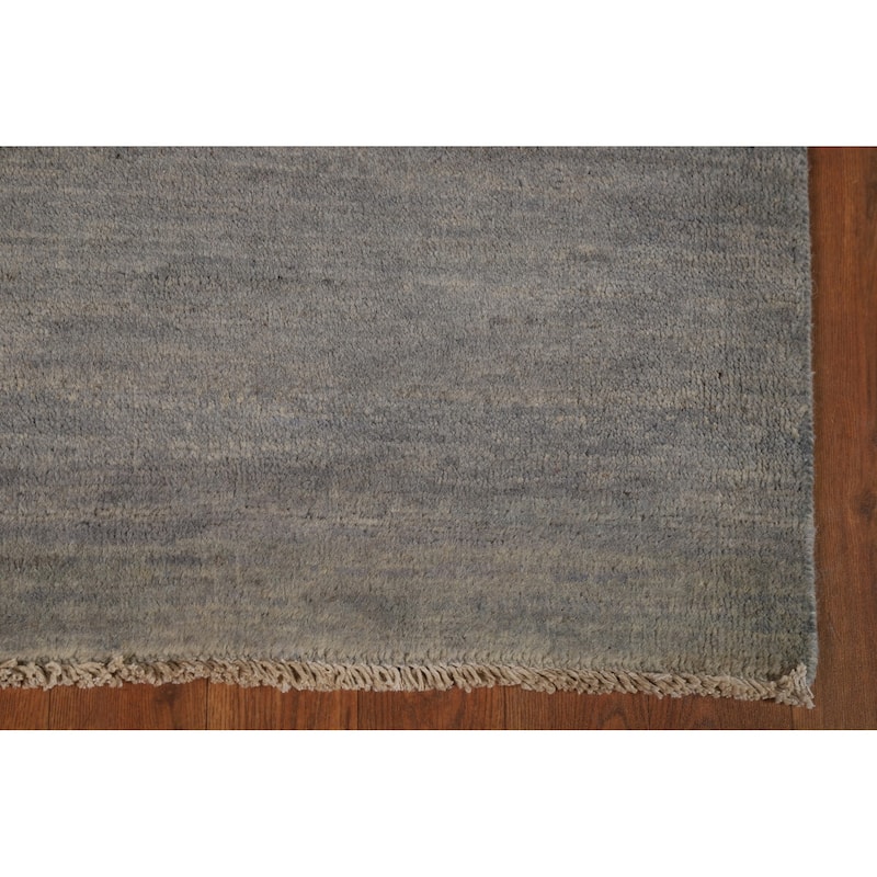 Gray Solid Gabbeh Oriental Foyer Rug Hand-Knotted Wool Carpet - 3'3"x 4'9"