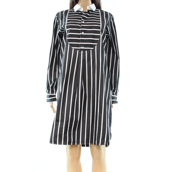 black white striped shirt dress