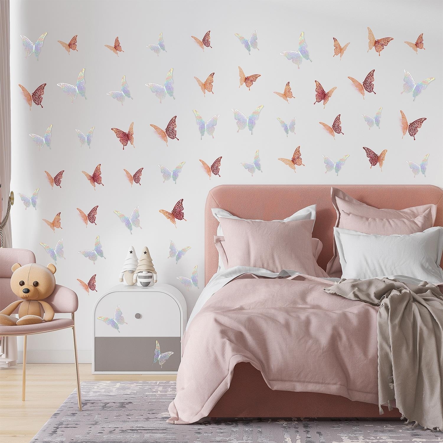 WALPLUS 52pcs 3.1 x 4.5 Multicoloured Floral 3D Butterflies Mix Wall  Decals Stickers Home Decor Removable PVC DIY Art Mural - Bed Bath & Beyond  - 35157490