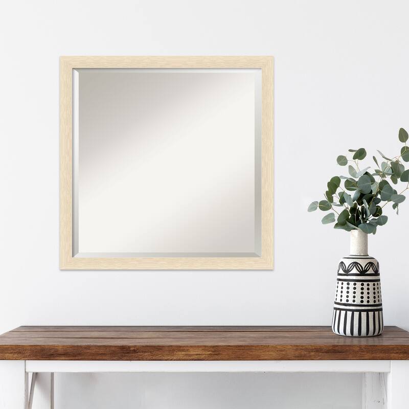 Woodgrain Stripe Beveled Wood Framed Wall Mirror