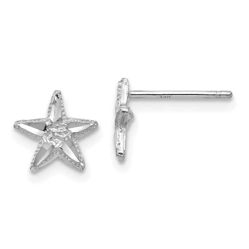 Curata 14k White Gold 8mm Sparkle Cut Sea shell Nautical Starfish Earrings