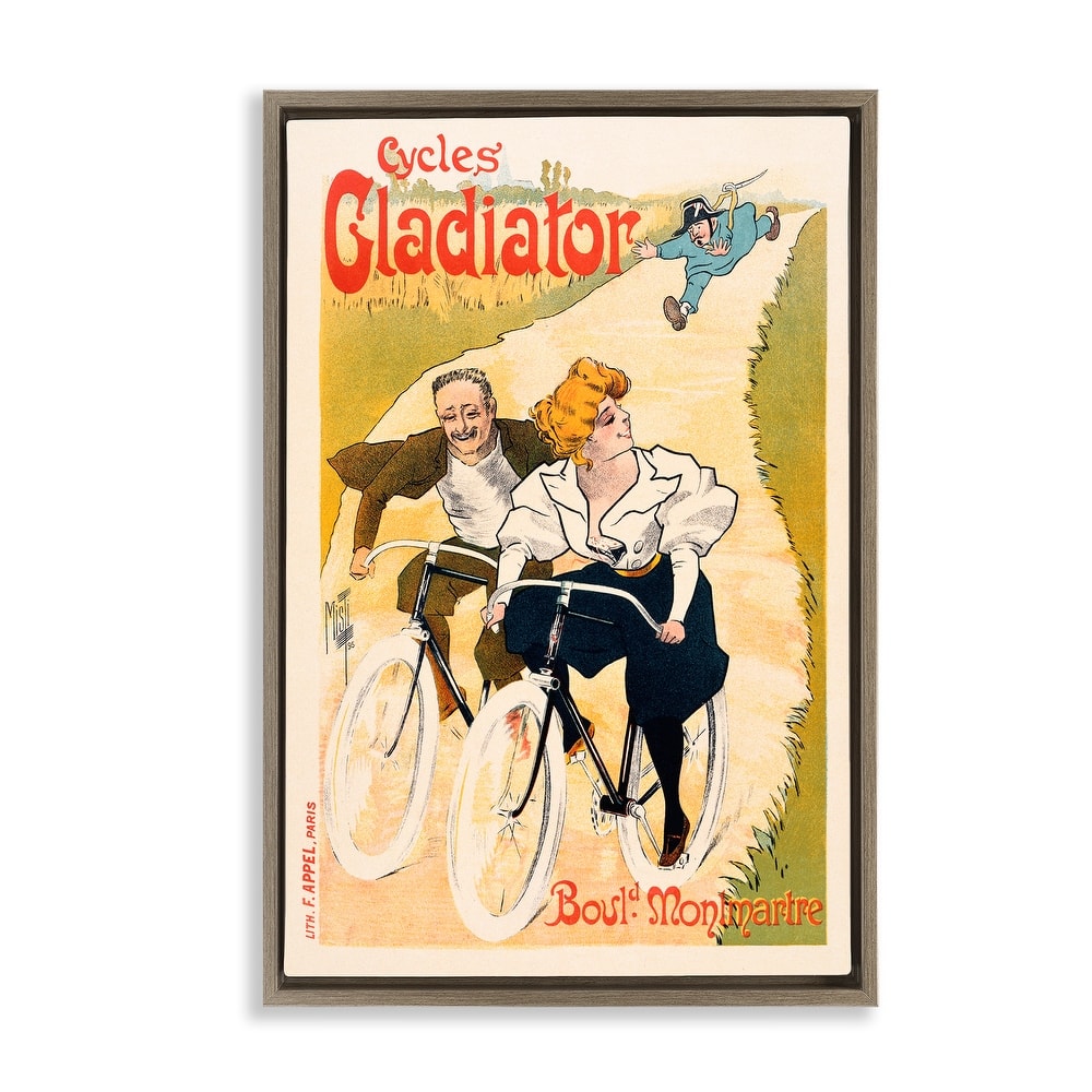 Stupell Vintage Cyclists Poster Framed Floater Canvas Wall Art Design By Marcus Jules
