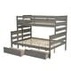 preview thumbnail 13 of 11, Twin over Full Solid Wood Bunk Bed Slat Support Full Length Guardrail Up Bed Separable Bed Frame with 2 Drawers - Grey