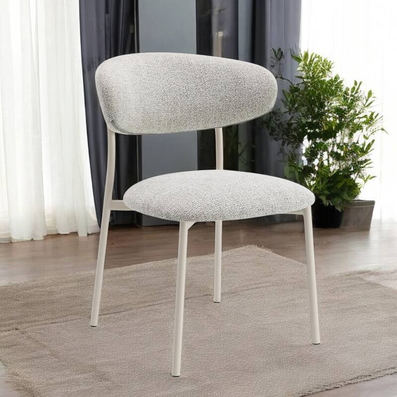 Set of 2 Upholstered Dining Chair in Gray and Beige