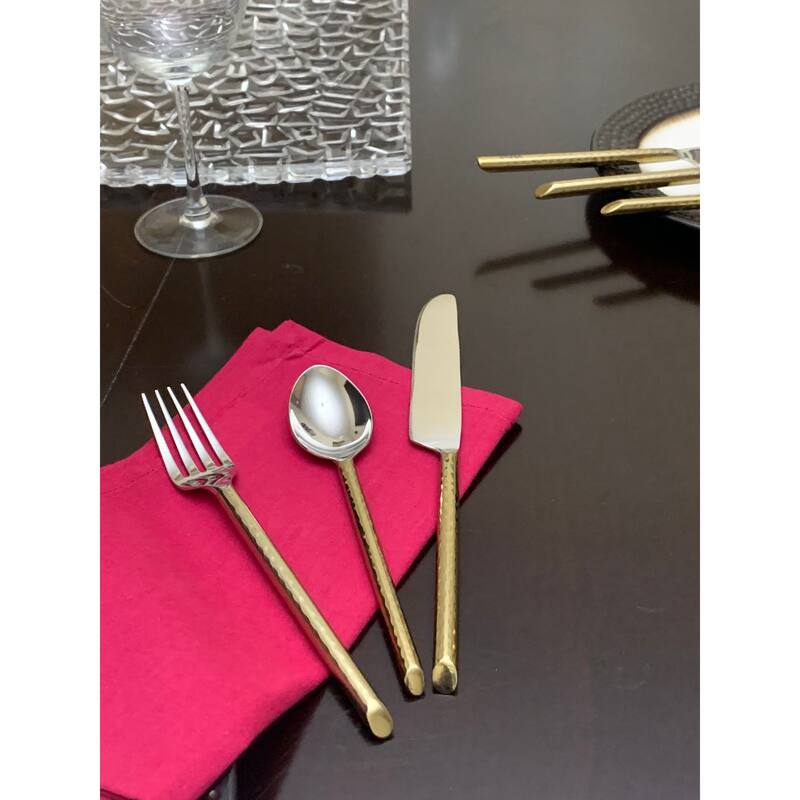 Vibhsa 36-Piece Luxury Handmade Hammered Flatware Set