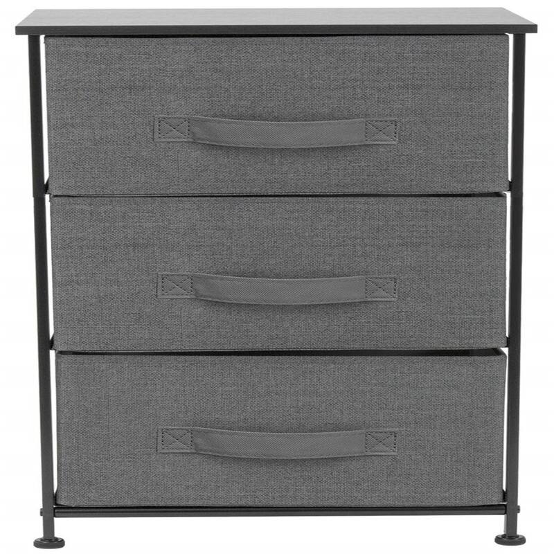 Bedside Furniture & Night Stand End Table Dresser with Steel Frame