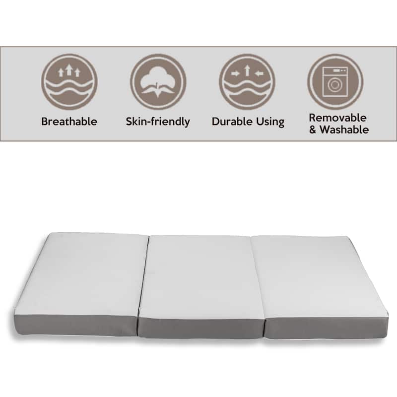 Folding Mattress, 3", 4" & 5" Gel Memory Foam Portable Tri-fold Mattress.