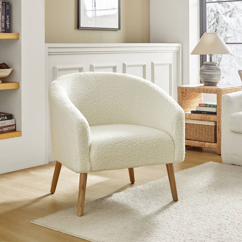 Sheila Modern 31"W Boucle Armchair with Solid Wood Legs by HULALA HOME