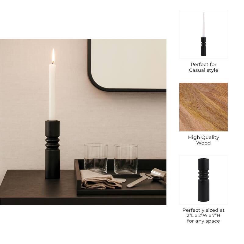 Mango Wood Ridge Taper Candle Holder