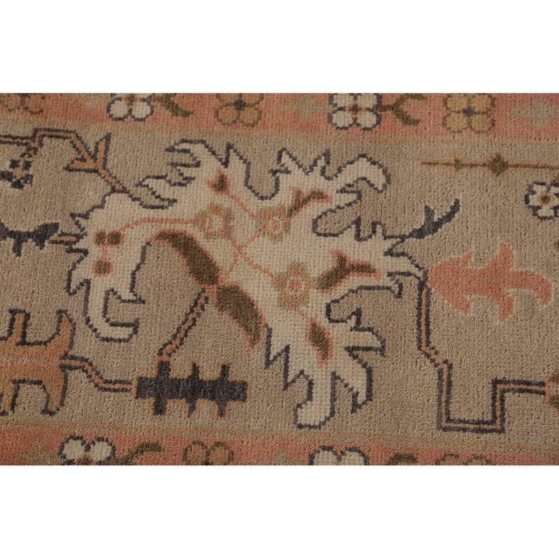 Gray Oushak Indian Large Rug Hand-Knotted Wool Carpet - 10'0"x 13'10"