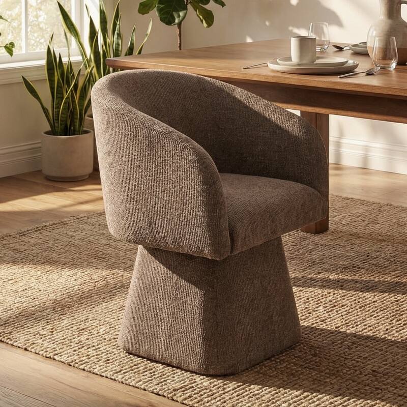 360° Swivel Barrel Fabric Upholstered dining chair with Pillow