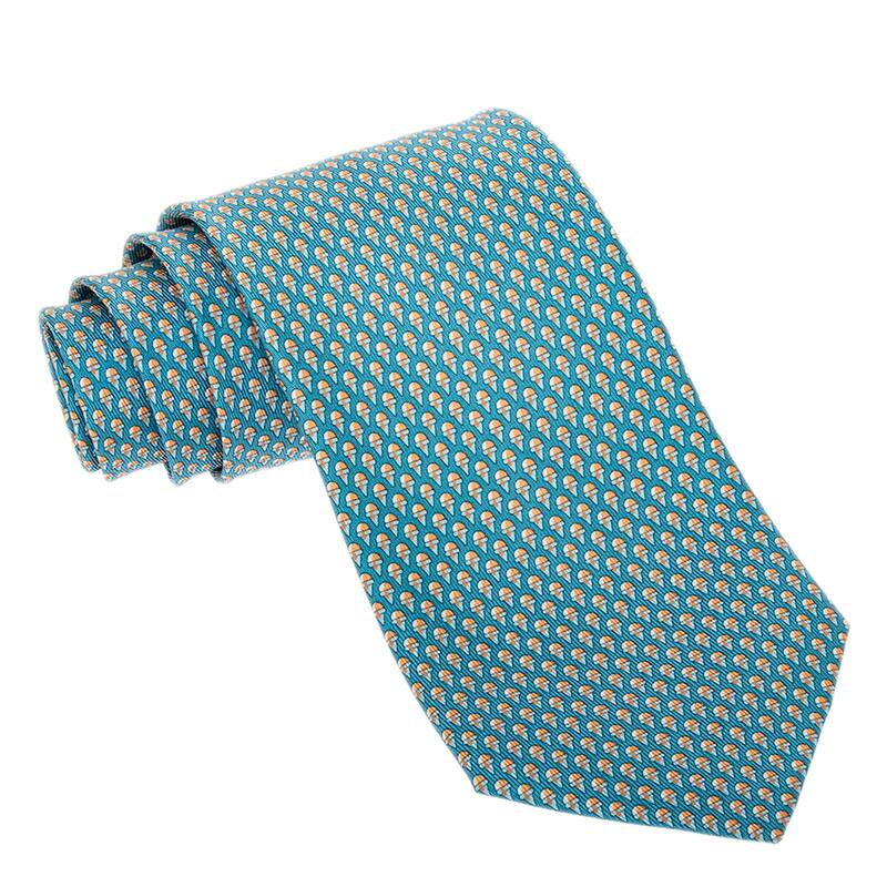 Ferragamo Ice Cream Print Silk Tie - Sky Blue