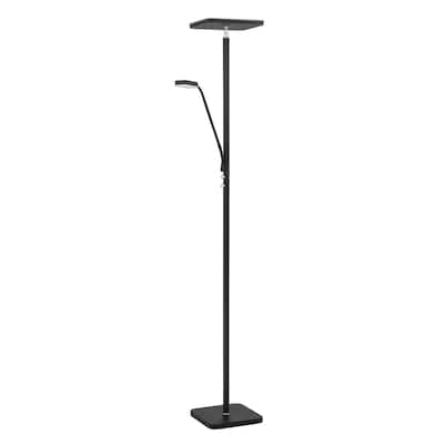 Ella Black and Satin Nickel Torchiere