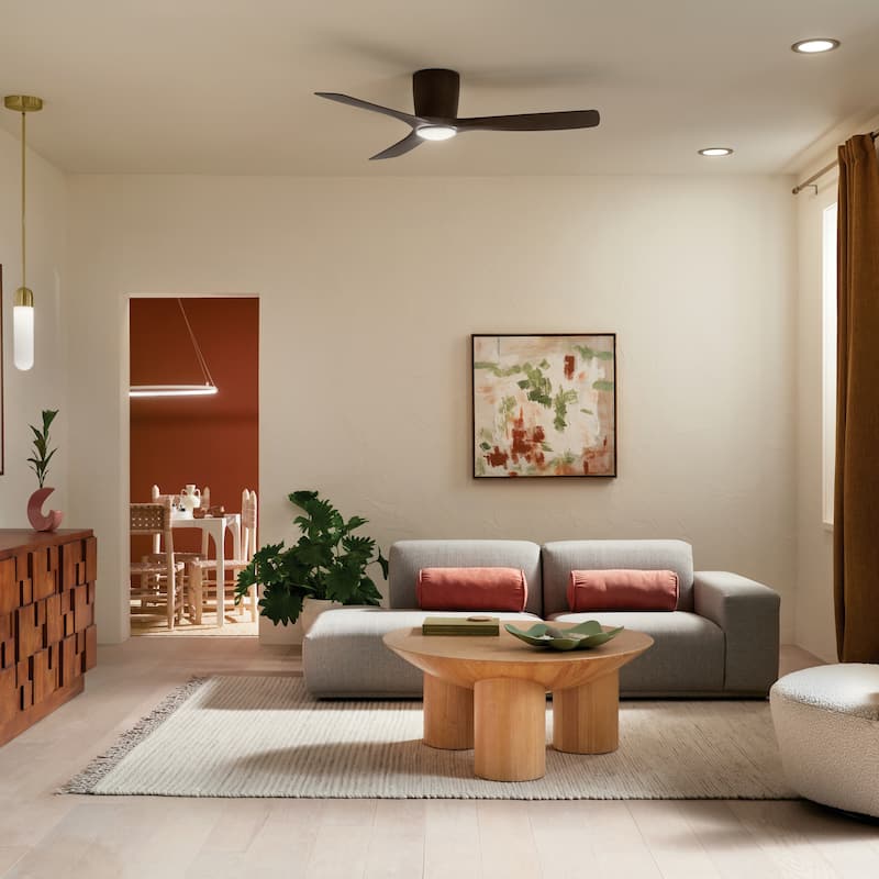 Kichler Lighting Volos 54 inch Integrated LED Indoor Satin Natural Bronze Flush Mount Ceiling Fan