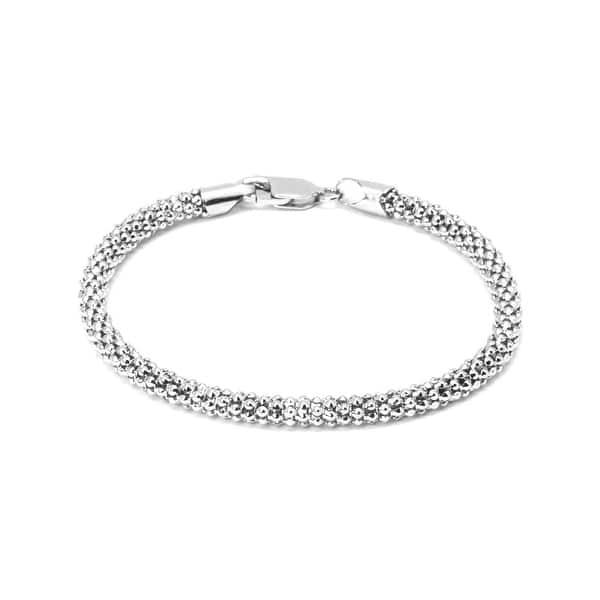 slide 1 of 5, Pori Jewelers Sterling Silver 7.5" Coreana AGB Chain Bracelet
