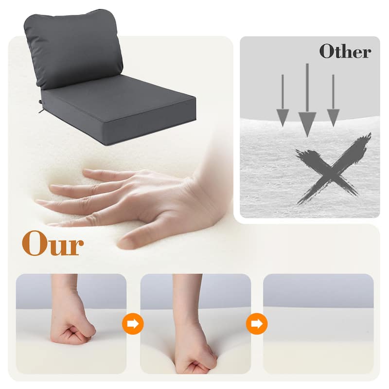 Waterproof Outdoor Deep Seat Cushion Set for Patio Furniture and Chairs