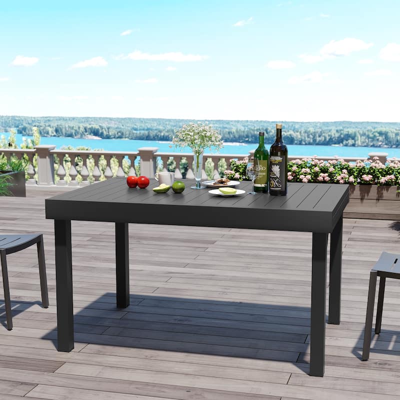 Outdoor Aluminum Expandable Patio Dining Table Adjustable Extension Leaf for 6/8/10 Person