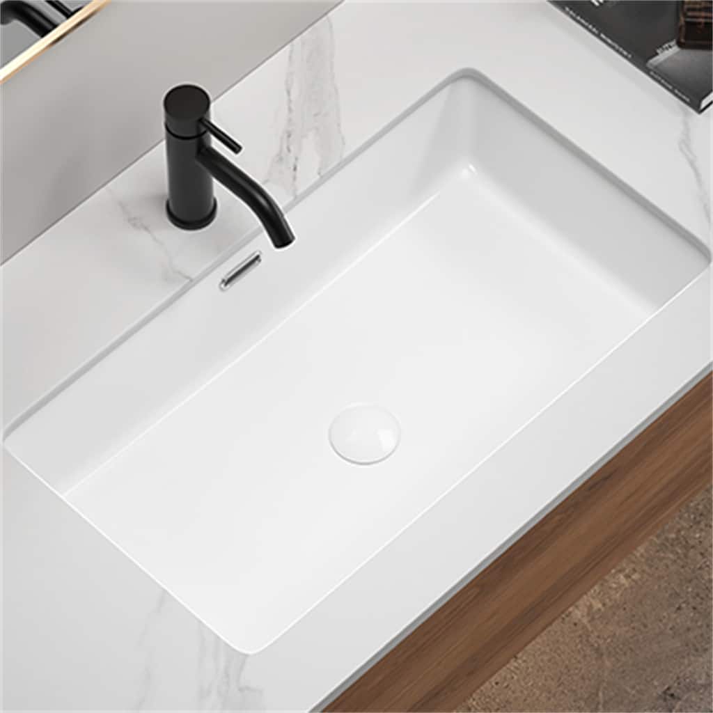 28" Modern Ceramic Undermount Bathroom Sink Drop-in Deep