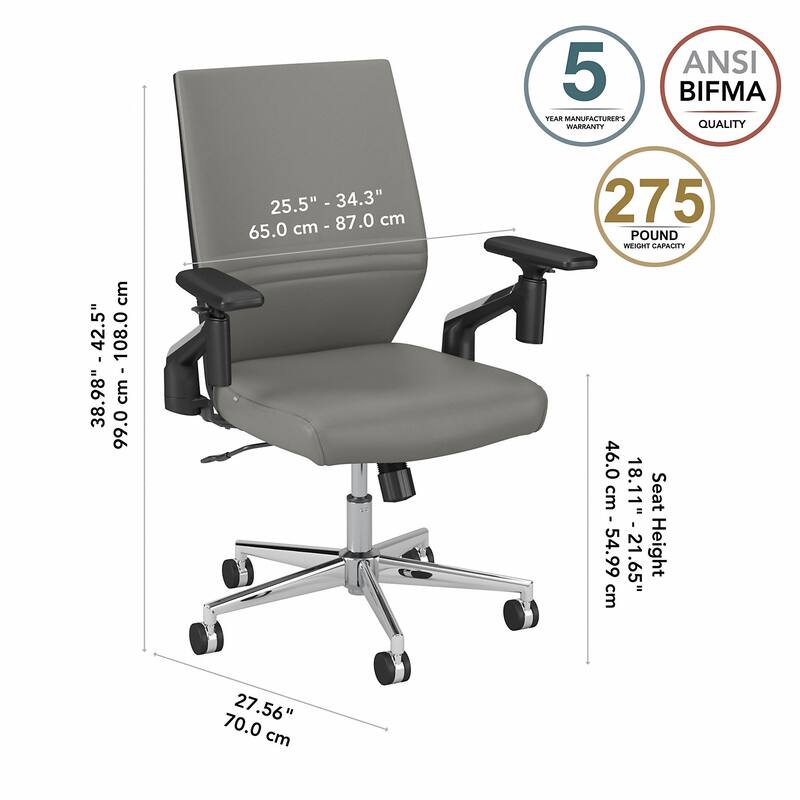 Laguna Mid Back Leather Office Chair by Bush Business Furniture
