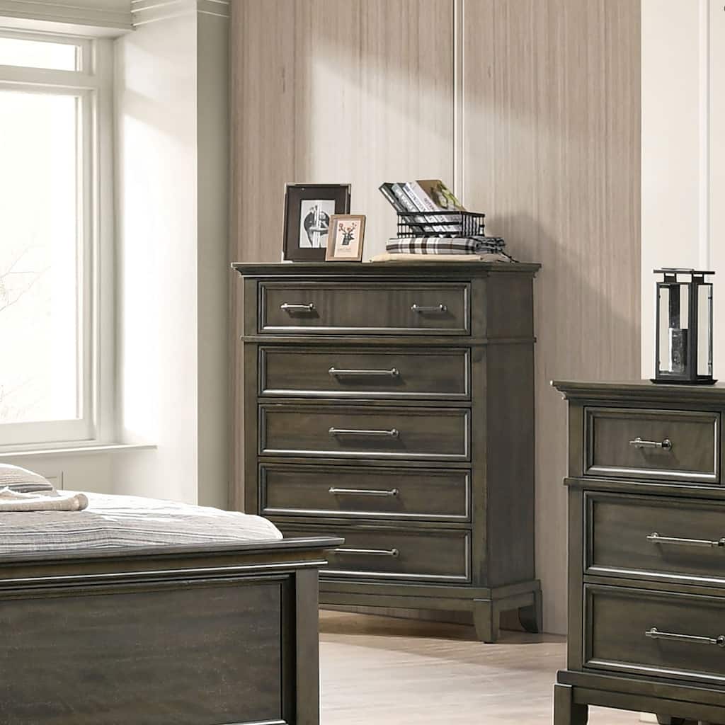 Evva Traditional Grey 5-Drawer Tall Dresser by Furniture of America