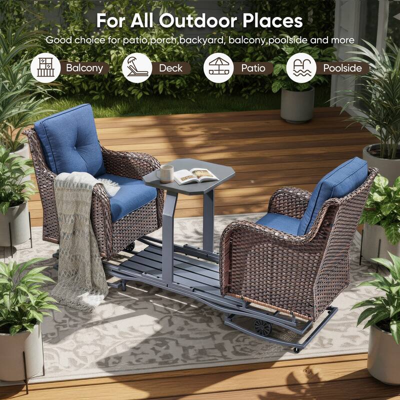 Pocassy Outdoor Patio 2-Person Swing Glider Chair