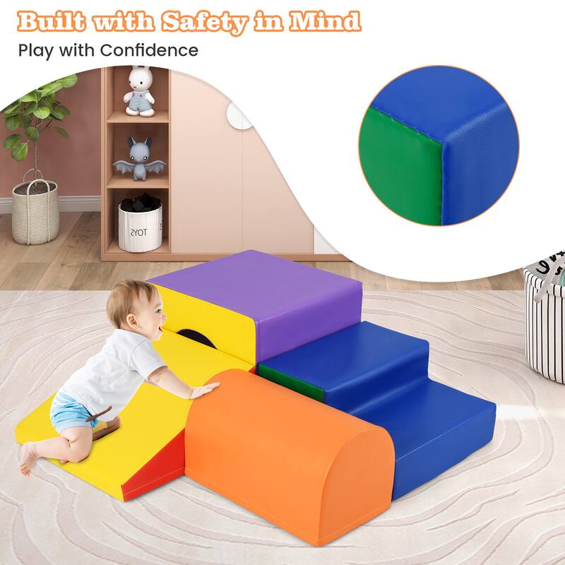Gymax Kids Climb and Crawl Activity Playset Blocks w/ Waterproof PU - Multicolor