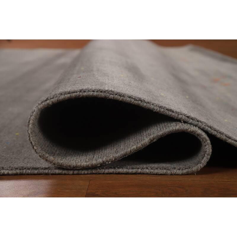 Hand Knotted Oriental 100% Wool Carpet Tribal Tribal Greys & Charcoal Gabbeh Area Rug - 10' 2'' X 8' 5''